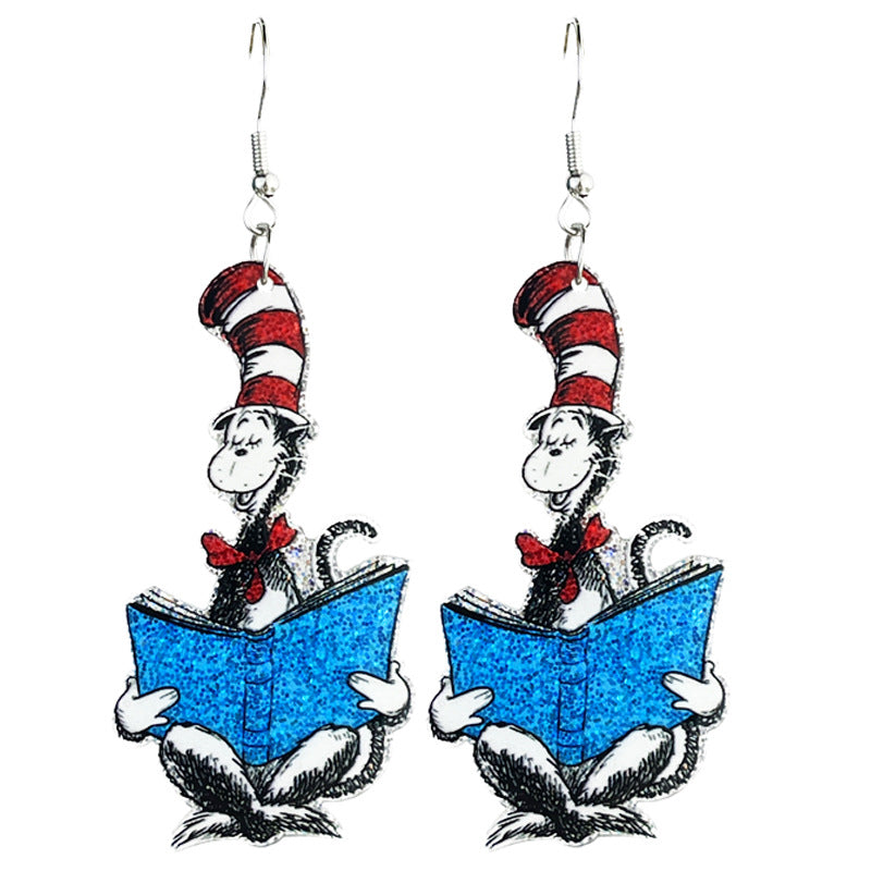 Wholesale teacher reading atmosphere earrings shiny bright cute  acrylic earrings